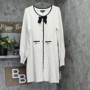 BCX Juniors Bow-Trim A-Line Sweater Dress 1104P5T Ivory Off White 2XL